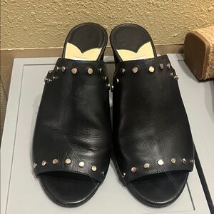 Jimmy Choo Black Leather Studded Clogs